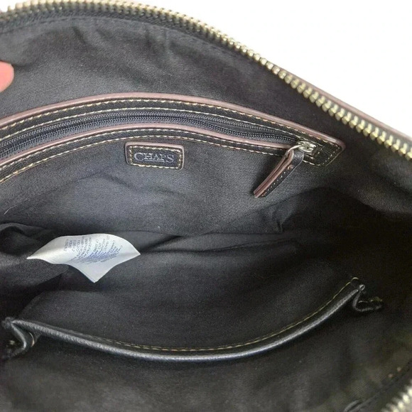 Chaps Black Nylon Shoulder Bag Purse Front Pockets Back Zipper Compartment - Picture 3 of 8